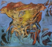 Miroslav Konrád, Evoluce krabů, olej 120x110 cm