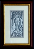 František Hudeček: Mystik, 1974, kresba tužkou 110x210 mm, vystaveno v Galerii Moderna 2014, signováno, rám 290x420 mm, cena 8.200.- Kč