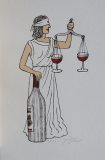 Justice s vínem, 27x17, rám     37x26 cm                2.200.-